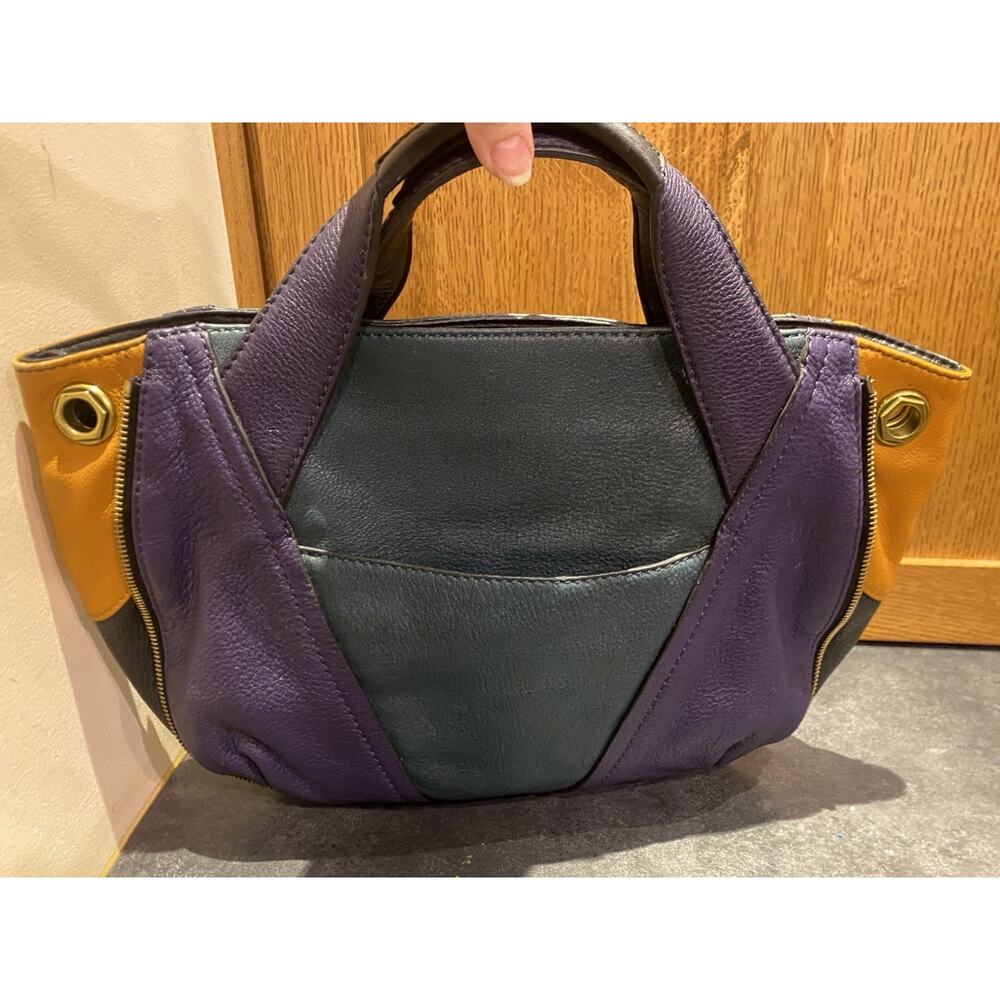 orYANY Victoria Leather Purse Tote Satchel Hobo Slouchy Bag Color Block EUC Boho - Picture 5 of 9